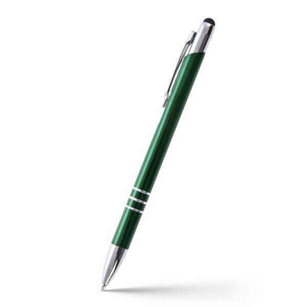Stylo bille, stylet tactile Zachary vert personnalisable avec logo