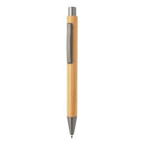 Stylo en bambou au design épuré brun personnalisable avec logo