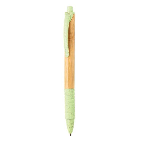 Stylo en bambou et fibre de paille vert personnalisable avec logo