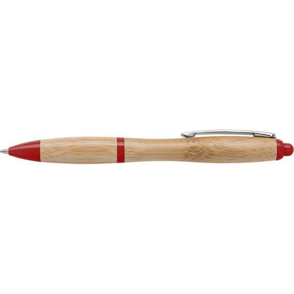 Stylo en bambou rouge personnalisable avec logo