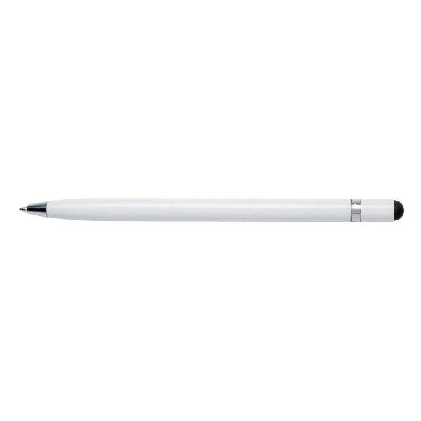 Stylo stylet en métal épuré blanc personnalisable avec logo