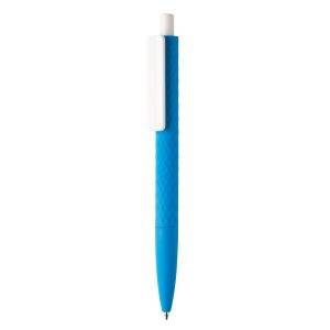 Stylo X3 finition gomme en ABS recyclé RCS bleu personnalisable