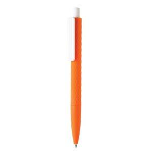 Stylo X3 finition gomme en ABS recyclé RCS orange personnalisable