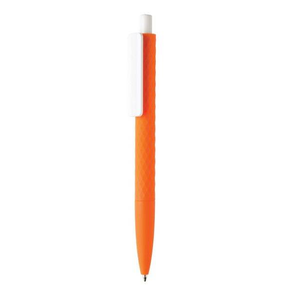 Stylo X3 finition gomme en ABS recyclé RCS orange personnalisable