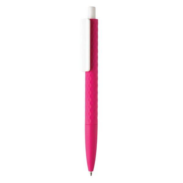 Stylo X3 finition gomme en ABS recyclé RCS rose personnalisable