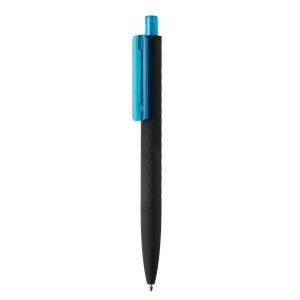 Stylo X3 finition gomme noire en ABS recyclé RCS bleu personnalisable