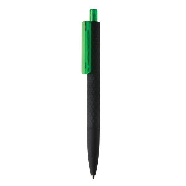 Stylo X3 finition gomme noire en ABS recyclé RCS vert personnalisable
