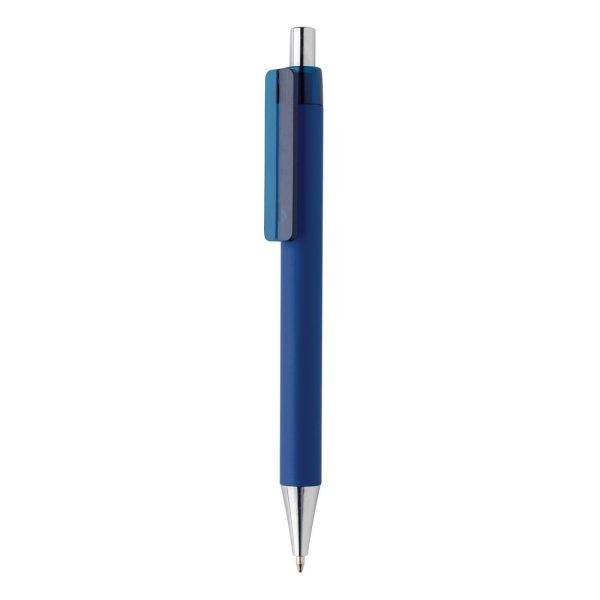 Stylo X8 finition gomme en ABS recyclé RCS bleu personnalisable
