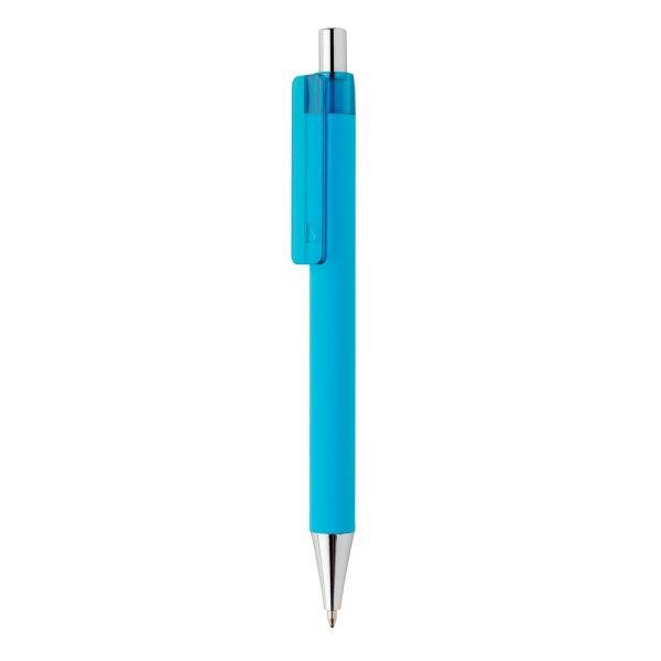 Stylo X8 finition gomme en ABS recyclé RCS bleu personnalisable – réf. P610.709
