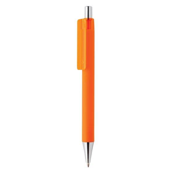 Stylo X8 finition gomme en ABS recyclé RCS orange personnalisable