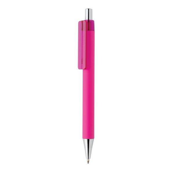Stylo X8 finition gomme en ABS recyclé RCS rose personnalisable