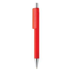 Stylo X8 finition gomme en ABS recyclé RCS rouge personnalisable