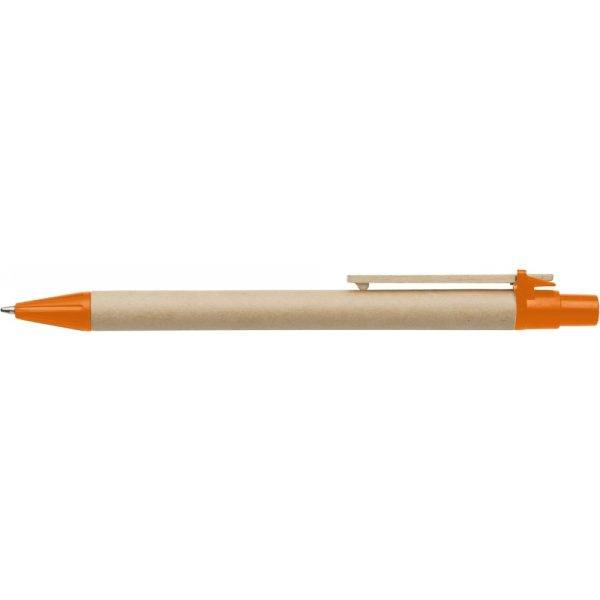 Stylobille avec clip en bois orange personnalisable avec logo