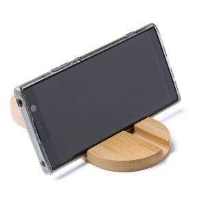 Support de téléphone en bambou brun personnalisable avec logo