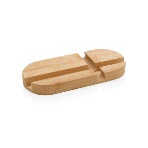 Support de téléphone en bambou, tablette brun personnalisable