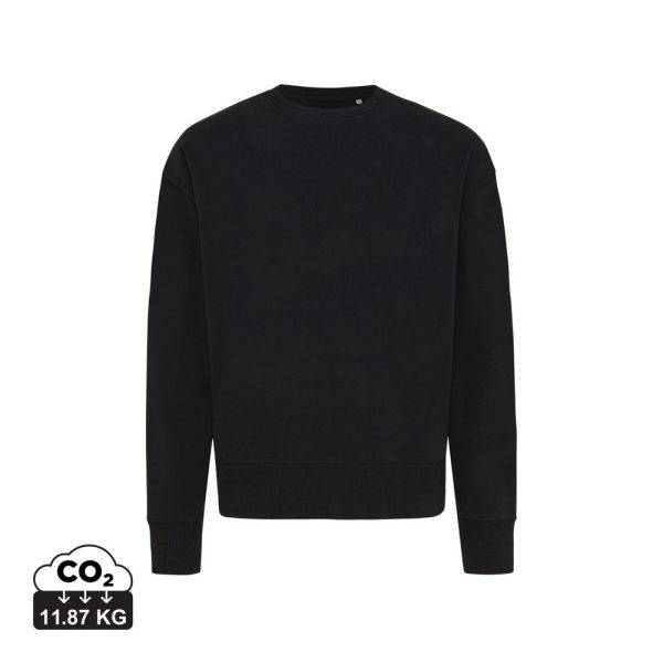 Sweater à col rond en coton recyclé IQONIQ Kruger noir personnalisable