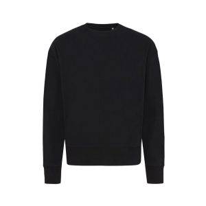 Sweater à col rond en coton recyclé IQONIQ Kruger noir personnalisable – réf. T9302.001.M