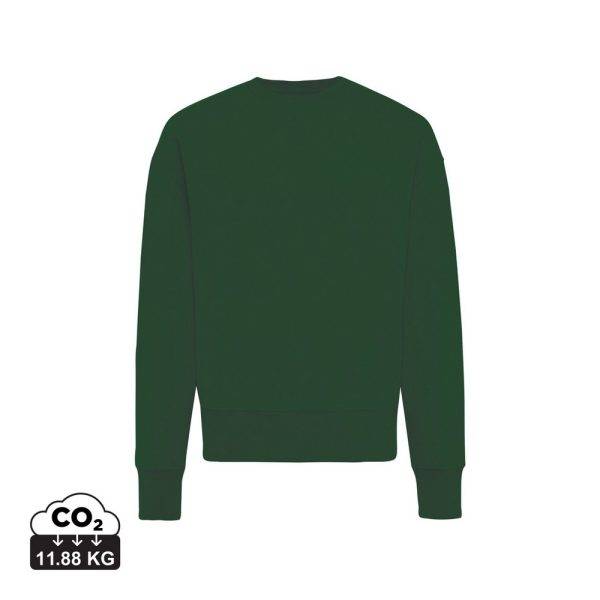 Sweater à col rond en coton recyclé IQONIQ Kruger vert personnalisable