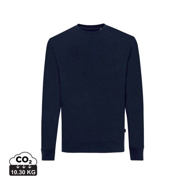 Sweater à col rond en coton recyclé IQONIQ Zion bleu personnalisable – réf. T9300.002.XS