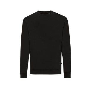 Sweater à col rond en coton recyclé IQONIQ Zion noir personnalisable – réf. T9300.001.M