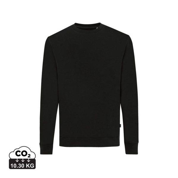 Sweater à col rond en coton recyclé IQONIQ Zion noir personnalisable – réf. T9300.001.XXS