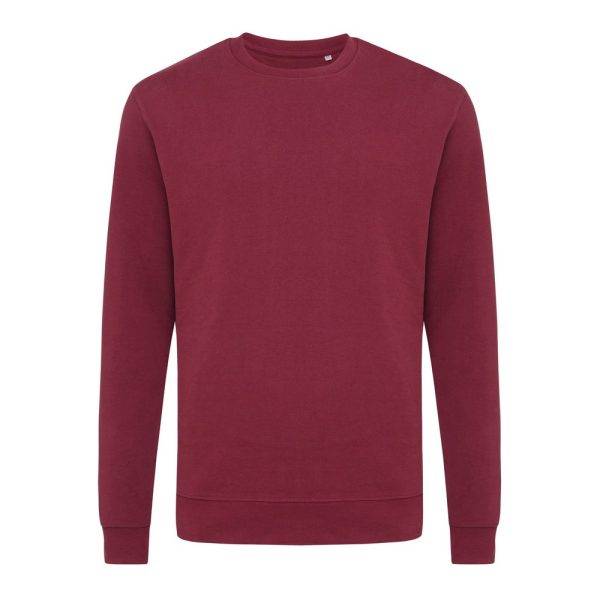 Sweater à col rond en coton recyclé IQONIQ Zion rouge personnalisable – réf. T9300.007.M