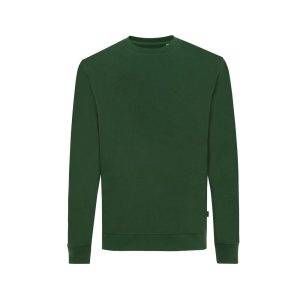 Sweater à col rond en coton recyclé IQONIQ Zion vert personnalisable – réf. T9300.005.M