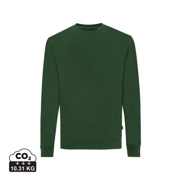 Sweater à col rond en coton recyclé IQONIQ Zion vert personnalisable – réf. T9300.005.XXXL