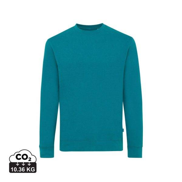 Sweater à col rond en coton recyclé IQONIQ Zion vert personnalisable – réf. T9300.009.XXL