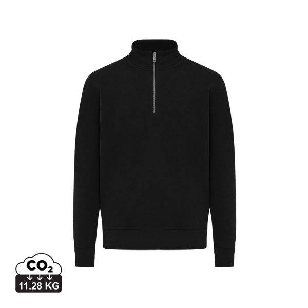 Sweater IQONIQ à col montant zippé en coton recyclé personnalisable