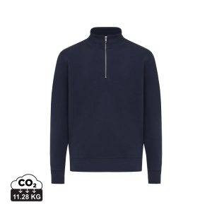 Sweater IQONIQ à col montant zippé en coton recyclé personnalisable – réf. T9601.002.4XL
