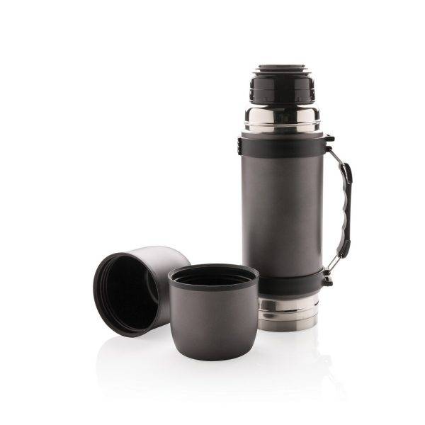 Swiss Peak bouteille isotherme avec 2 tasses gris personnalisable