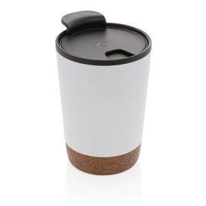 Tasse à café en liège et en acier inoxydable GRS blanc personnalisable