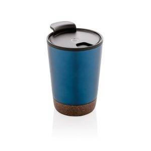 Tasse à café en liège et en acier inoxydable GRS bleu personnalisable