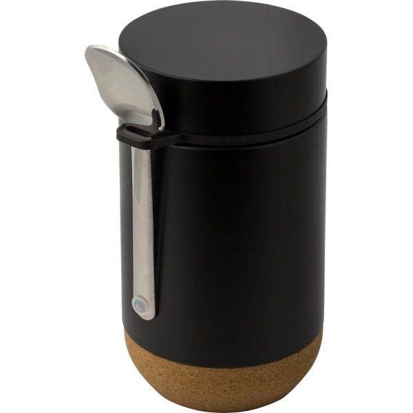 Thermo alimentaire isotherme 400 ml, cuillère noir personnalisable