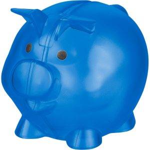 Tirelire "cochon" bleu personnalisable avec logo