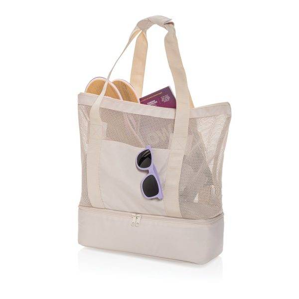 Tote bag isotherme 2 en 1 en rPET AWARE Iqlo beige personnalisable
