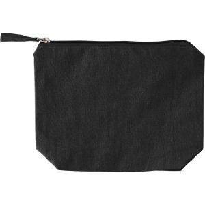 Trousse cosmétique en coton recyclé noir personnalisable avec logo