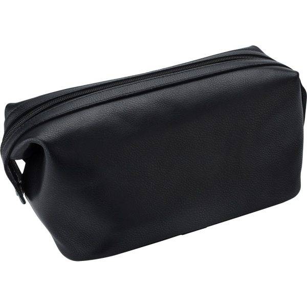 Trousse cosmétique en cuir noir personnalisable avec logo