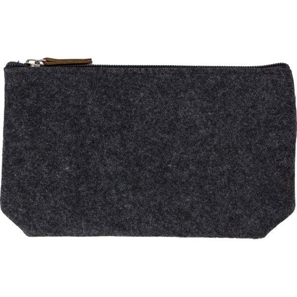 Trousse cosmétique RPET en feutre graphite personnalisable avec logo