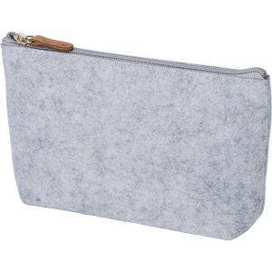 Trousse cosmétique RPET en feutre gris personnalisable avec logo