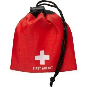 Trousse de premiers secours en pochette, 11 pcs rouge personnalisable – réf. V7901-05