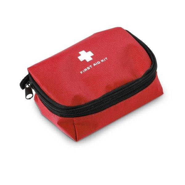 Trousse de premiers secours en pochette, 17 pcs rouge personnalisable