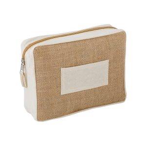Trousse de toilette en jute brun personnalisable avec logo