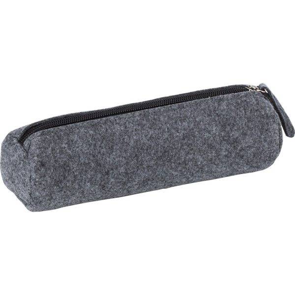 Trousse en feutre RPET gris personnalisable avec logo