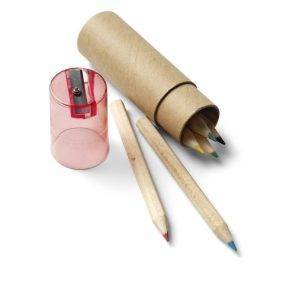 Tube cartonné de 6 crayons rouge personnalisable avec logo