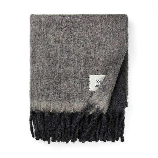 VINGA Plaid en laine mélangée Saletto gris personnalisable avec logo